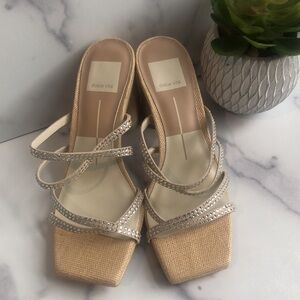 Dolce Vita PATSI Rhinestone Sandals Block Heel, Sz 5/6, New For Spring 2023